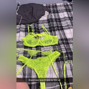 Neon Lace Lingerie Set